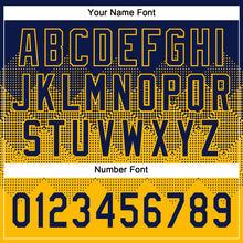 Load image into Gallery viewer, Custom Navy Gold 3D Gradient Square Shape Two-Button Unisex Softball Jersey
