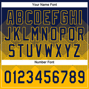 Custom Navy Gold 3D Gradient Square Shape Two-Button Unisex Softball Jersey