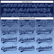 Load image into Gallery viewer, Custom Navy Light Blue 3D Gradient Square Shape Two-Button Unisex Softball Jersey
