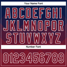 Load image into Gallery viewer, Custom Navy Crimson-White 3D Gradient Square Shape Two-Button Unisex Softball Jersey
