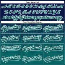 Load image into Gallery viewer, Custom Navy Teal-White 3D Gradient Square Shape Two-Button Unisex Softball Jersey
