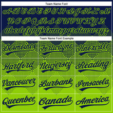Load image into Gallery viewer, Custom Navy Neon Green 3D Gradient Square Shape Two-Button Unisex Softball Jersey
