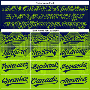 Custom Navy Neon Green 3D Gradient Square Shape Two-Button Unisex Softball Jersey
