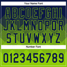 Load image into Gallery viewer, Custom Navy Neon Green 3D Gradient Square Shape Two-Button Unisex Softball Jersey
