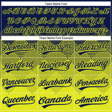 Load image into Gallery viewer, Custom Navy Neon Yellow 3D Gradient Square Shape Two-Button Unisex Softball Jersey
