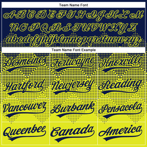 Custom Navy Neon Yellow 3D Gradient Square Shape Two-Button Unisex Softball Jersey