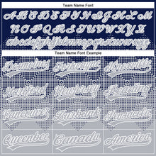 Load image into Gallery viewer, Custom Navy Gray-White 3D Gradient Square Shape Two-Button Unisex Softball Jersey
