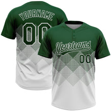 Load image into Gallery viewer, Custom Green White 3D Gradient Square Shape Two-Button Unisex Softball Jersey
