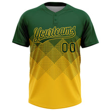 Load image into Gallery viewer, Custom Green Yellow 3D Gradient Square Shape Two-Button Unisex Softball Jersey
