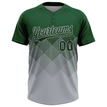 Load image into Gallery viewer, Custom Green Gray 3D Gradient Square Shape Two-Button Unisex Softball Jersey
