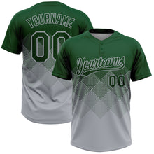 Load image into Gallery viewer, Custom Green Gray 3D Gradient Square Shape Two-Button Unisex Softball Jersey
