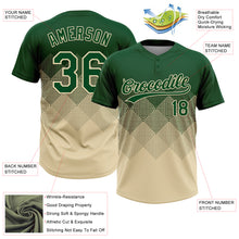 Load image into Gallery viewer, Custom Green Cream 3D Gradient Square Shape Two-Button Unisex Softball Jersey

