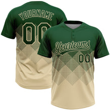 Load image into Gallery viewer, Custom Green Cream 3D Gradient Square Shape Two-Button Unisex Softball Jersey
