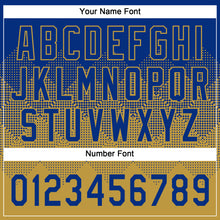 Load image into Gallery viewer, Custom Royal Old Gold 3D Gradient Square Shape Two-Button Unisex Softball Jersey
