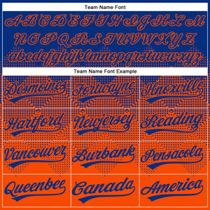 Custom Royal Orange 3D Gradient Square Shape Two-Button Unisex Softball Jersey