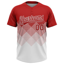 Load image into Gallery viewer, Custom Red White 3D Gradient Square Shape Two-Button Unisex Softball Jersey

