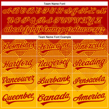 Load image into Gallery viewer, Custom Red Gold 3D Gradient Square Shape Two-Button Unisex Softball Jersey
