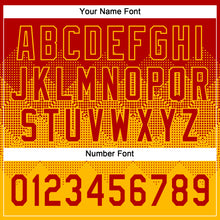 Load image into Gallery viewer, Custom Red Gold 3D Gradient Square Shape Two-Button Unisex Softball Jersey
