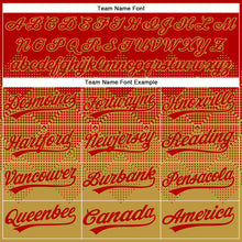 Load image into Gallery viewer, Custom Red Old Gold 3D Gradient Square Shape Two-Button Unisex Softball Jersey
