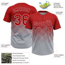 Load image into Gallery viewer, Custom Red Gray 3D Gradient Square Shape Two-Button Unisex Softball Jersey
