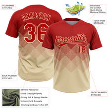 Load image into Gallery viewer, Custom Red Cream 3D Gradient Square Shape Two-Button Unisex Softball Jersey
