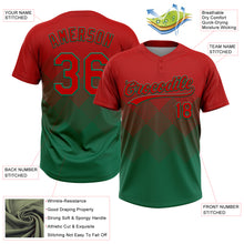 Load image into Gallery viewer, Custom Red Kelly Green 3D Gradient Square Shape Two-Button Unisex Softball Jersey
