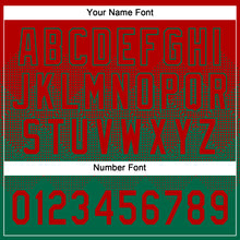 Load image into Gallery viewer, Custom Red Kelly Green 3D Gradient Square Shape Two-Button Unisex Softball Jersey
