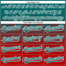 Load image into Gallery viewer, Custom Teal Red-White 3D Gradient Square Shape Two-Button Unisex Softball Jersey
