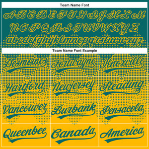 Custom Teal Gold 3D Gradient Square Shape Two-Button Unisex Softball Jersey