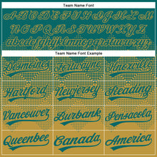 Load image into Gallery viewer, Custom Teal Old Gold 3D Gradient Square Shape Two-Button Unisex Softball Jersey
