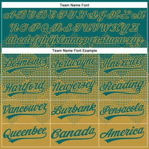 Custom Teal Old Gold 3D Gradient Square Shape Two-Button Unisex Softball Jersey