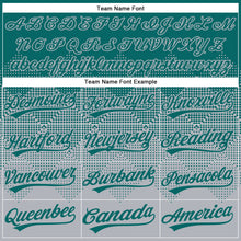 Load image into Gallery viewer, Custom Teal Gray 3D Gradient Square Shape Two-Button Unisex Softball Jersey
