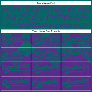 Custom Teal Purple 3D Gradient Square Shape Two-Button Unisex Softball Jersey