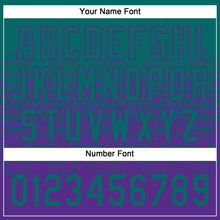 Load image into Gallery viewer, Custom Teal Purple 3D Gradient Square Shape Two-Button Unisex Softball Jersey
