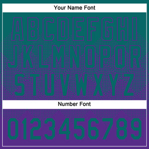 Custom Teal Purple 3D Gradient Square Shape Two-Button Unisex Softball Jersey