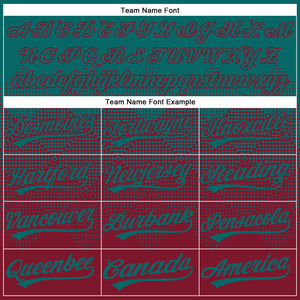 Custom Teal Crimson 3D Gradient Square Shape Two-Button Unisex Softball Jersey