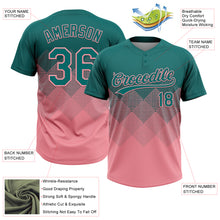Load image into Gallery viewer, Custom Teal Medium Pink 3D Gradient Square Shape Two-Button Unisex Softball Jersey
