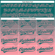 Load image into Gallery viewer, Custom Teal Medium Pink 3D Gradient Square Shape Two-Button Unisex Softball Jersey
