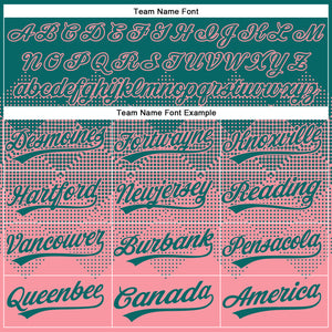 Custom Teal Medium Pink 3D Gradient Square Shape Two-Button Unisex Softball Jersey