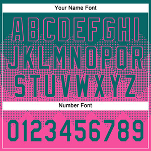Custom Teal Pink 3D Gradient Square Shape Two-Button Unisex Softball Jersey