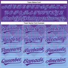 Load image into Gallery viewer, Custom Purple Light Blue 3D Gradient Square Shape Two-Button Unisex Softball Jersey
