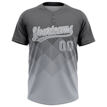 Load image into Gallery viewer, Custom Steel Gray Gray-White 3D Gradient Square Shape Two-Button Unisex Softball Jersey
