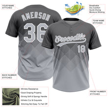 Load image into Gallery viewer, Custom Steel Gray Gray-White 3D Gradient Square Shape Two-Button Unisex Softball Jersey
