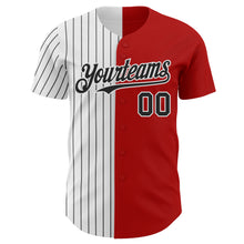 Load image into Gallery viewer, Custom Red White-Black Pinstripe Authentic Split Fashion Baseball Jersey
