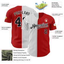 Load image into Gallery viewer, Custom Red White-Black Pinstripe Authentic Split Fashion Baseball Jersey
