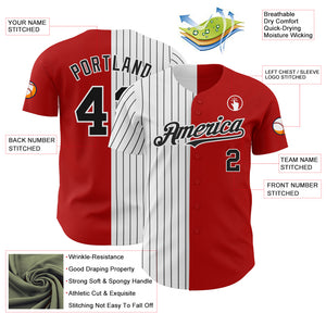 Custom Red White-Black Pinstripe Authentic Split Fashion Baseball Jersey