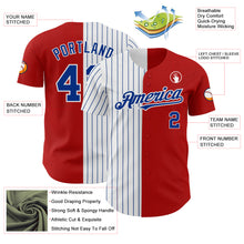 Load image into Gallery viewer, Custom Red White-Royal Pinstripe Authentic Split Fashion Baseball Jersey
