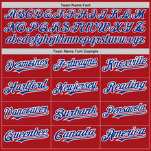 Load image into Gallery viewer, Custom Red White-Royal Pinstripe Authentic Split Fashion Baseball Jersey
