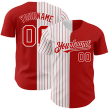 Load image into Gallery viewer, Custom Red White-Red Pinstripe Authentic Split Fashion Baseball Jersey
