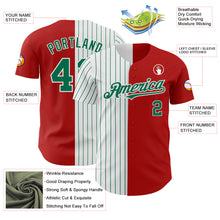 Load image into Gallery viewer, Custom Red White-Kelly Green Pinstripe Authentic Split Fashion Baseball Jersey
